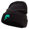 Artistic Letter F Embroidered Big Size Acrylic Long Beanie - Black XL-3XL