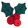 Christmas Holly Embroidered Iron on Patch Applique - Green Red OSFM