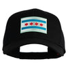 Chicago Flag Patched Solid Cotton Twill Low Profile Strap Cap - Black OSFM