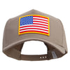 Gold American Flag Patched Big Size Solid Cotton Twill 5 Panel high profile Prostyle Snap Cap - Khaki XL-3XL