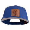 Old English C Faux Leather Patched Cotton Flat Bill Pro Cap - Royal OSFM