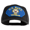 U.S. Navy Veteran Emblem Blue Patched Solid Cotton Twill Mesh Prostyle Cap - Black OSFM