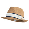 Men's Two Color Wide Ribbon Fedora Hat - Tan L