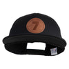 Number 7 Faux Leather Patched Flat Bill Trucker Cap - Black OSFM