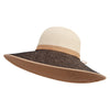 Women's Large Flat Brim Cotton Stitching Hat - Black-Tan OSFM