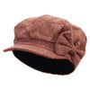 Women's Plaid Bow Accent Hat - Rust-Plaid OSFM