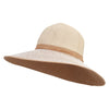 Women's Large Flat Brim Cotton Stitching Hat - White-Tan OSFM