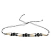 Beaded Animal Bone Hat Bands - Black Beige OSFM