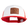 Artist Palette Faux Leather Patched Flat Bill Trucker Cap - White Red OSFM