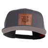 Old English B Faux Leather Patched Cotton Flat Bill Pro Cap - Black OSFM