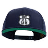 US Route 66 Patched Woold Blend Prostyle Snapback Cap - Navy OSFM