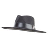 Women's Gambler Crown Large Brim Leatherette Band Hat - Black OSFM