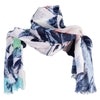 Women's Floral Butterfly Frayed Edges Sumer Scarf Shawl - Blue White OSFM