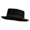 Wool Felt 2" Brim Lined Band Top Hat - Black M