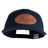 Aces Faux Leather Patched Flat Bill Trucker Snapback Cap - Navy OSFM