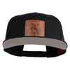 Old English K Faux Leather Patched Cotton Flat Bill Pro Cap - Black OSFM