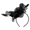Women's Sheer Net Flower with Feathers Fascinator - Black OSFM