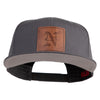 Old English N Faux Leather Patched Cotton Flat Bill Pro Cap - Grey OSFM