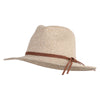 Women's Large Brim Braided Leather Fedora Hat - Beige Mix OSFM