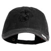 US Marine Corps Seal Embroidered Washed Solid Pigment Dyed Cotton Twill Brass Buckle Cap - Black OSFM