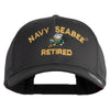 US Navy Seabee Retired Embroidered Solid Cotton Twill Mesh Prostyle Cap - Charcoal OSFM