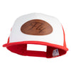 Fly Faux Leather Patched Flat Bill Trucker Snapback Cap - White Red OSFM