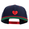 Mini Broken Heart Patched Classic Snapback Wool Blend 2 Tone Cap - Navy-Red OSFM