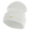 Small Banana Fruit Iron on Patched 12 Inch Long Knitted Beanie - White OSFM