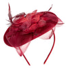 Women's Satin Disc Silk Flower Netting Fascinator - Red OSFM