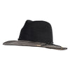 Women's Braided Striped Large Brim Fedora Hat - Black Tan OSFM