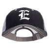 Old English E Embroidered Big Size Garment Washed Cotton Twill Mesh Cap - Black-Grey XL-3XL