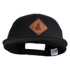 Pine Tree Faux Leather Patched Flat Bill Trucker Cap - Black OSFM