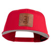 Old English J Faux Leather Patched Cotton Flat Bill Pro Cap - Red OSFM