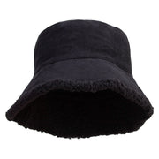 Women's Fleece Corduroy Bucket Hat - Black OSFM