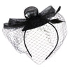 Women's Sinamay Disc Feather and Netting Accent Fascinator - Black OSFM
