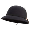 Women's Belt Buckle Cloche Hat - Black OSFM