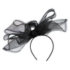 Women's Large Sheer Net Bow Fascinator - Black OSFM