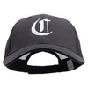 Old English C Embroidered Big Size Garment Washed Cotton Twill Mesh Cap - Charcoal-Black XL-3XL