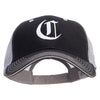 Old English C Embroidered Big Size Garment Washed Cotton Twill Mesh Cap - Black-Grey XL-3XL