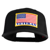 USA Flag Veteran Gold Edge Patched Solid Cotton Twill 5 Panel Prostyle Snap Cap - Black OSFM