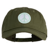 Peace Symbol Patched Unstructured Cotton Twill Washed Cap - Army-Green OSFM