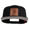 Old English F Faux Leather Patched Cotton Flat Bill Pro Cap - Black OSFM