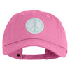Peace Symbol Patched Unstructured Cotton Twill Washed Cap - Hot-Pink OSFM