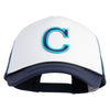 Large C Patched Summer Foam Mesh Trucker Cap - Navy White OSFM