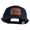 Papa Bear Faux Leather Patched Flat Bill Trucker Cap - Navy OSFM