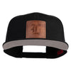Old English L Faux Leather Patched Cotton Flat Bill Pro Cap - Black OSFM