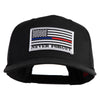 Silver USA Flag Never Forget Blue Red Line Patched Solid Cotton Twill 5 Panel Prostyle Snap Cap - Black OSFM