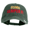 USMC Semper Fi Embroidered Washed Solid Pigment Dyed Cotton Twill Brass Buckle Cap - Dk-Green OSFM