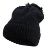 Women's Faux Fur Pom Pom Cuff Long Beanie