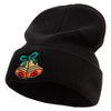 Christmas Ring Bell Icon Embroidered Big Size Acrylic Long Beanie - Black XL-3XL